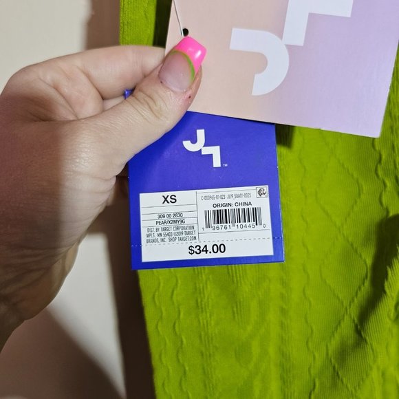 🏷️NWT JoyLab Seamless High Rise Cable Knit 7/8 Leggings In Lime Green - Size XS - Picture 6 of 10